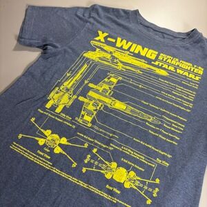 Star Wars‎ X-Wing Blueprint T-Shirt Incom Corp T-65 Fighter Small S